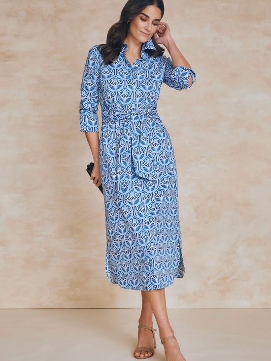 J. McLaughlin Dresses & Skirts - J McLaughlin Orla Patterned Shirt Midi Dress with Tie Waist